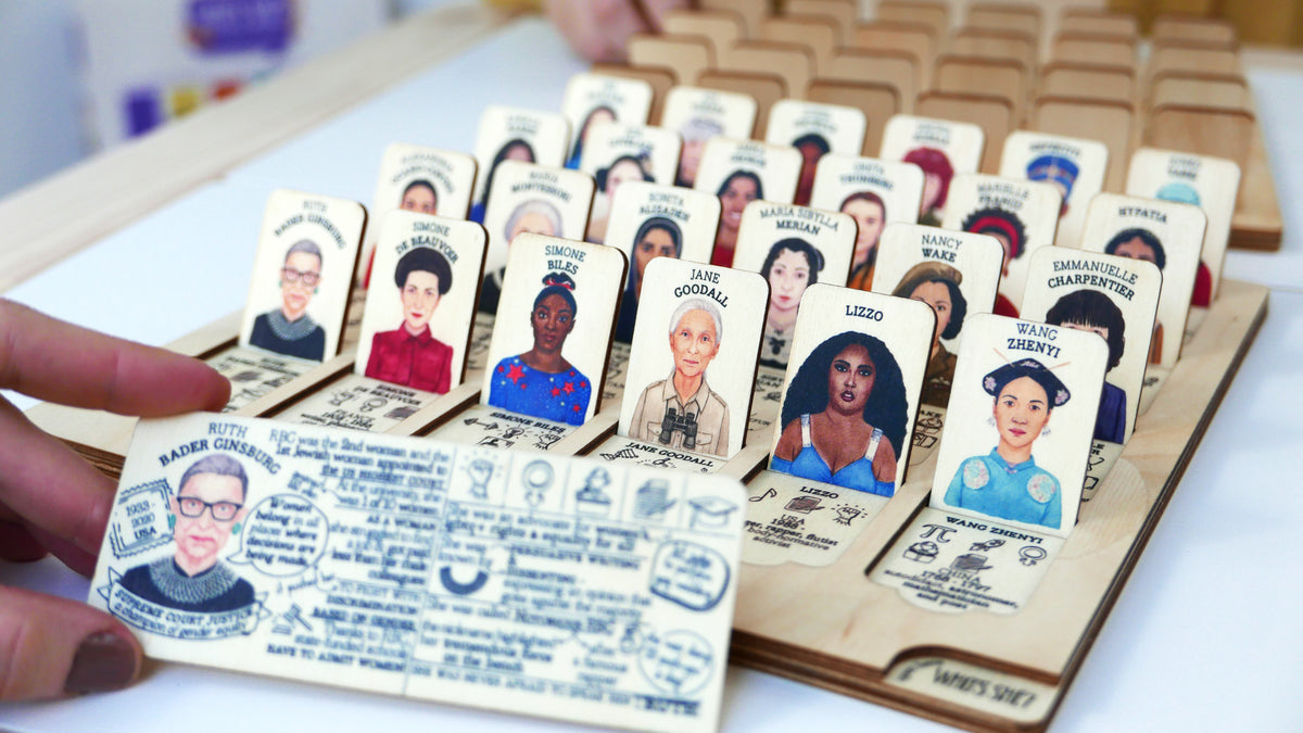 🟣 WHO'S SHE? wooden modular game – Playeress